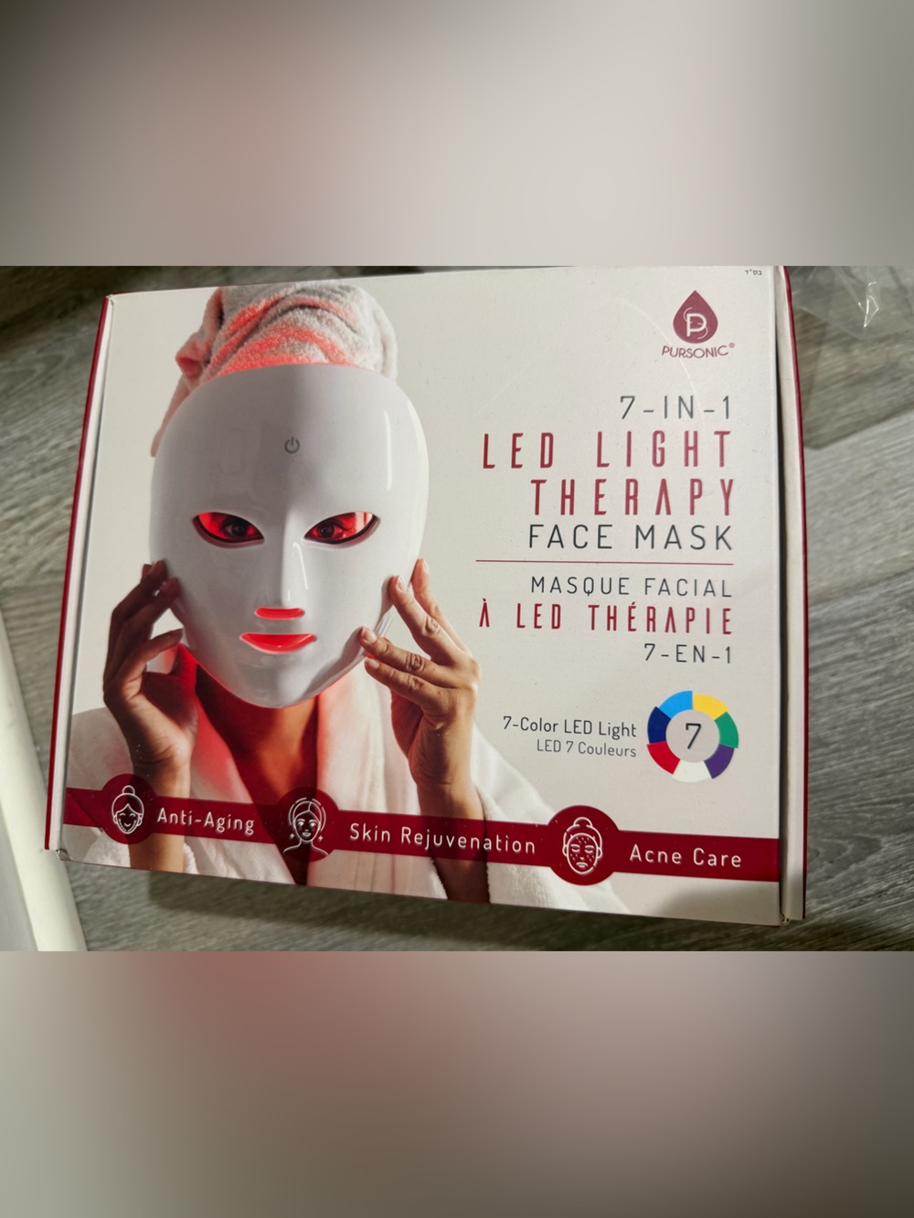 Pursonic 7-in-1 Red LED Light Therapy Face Mask - White